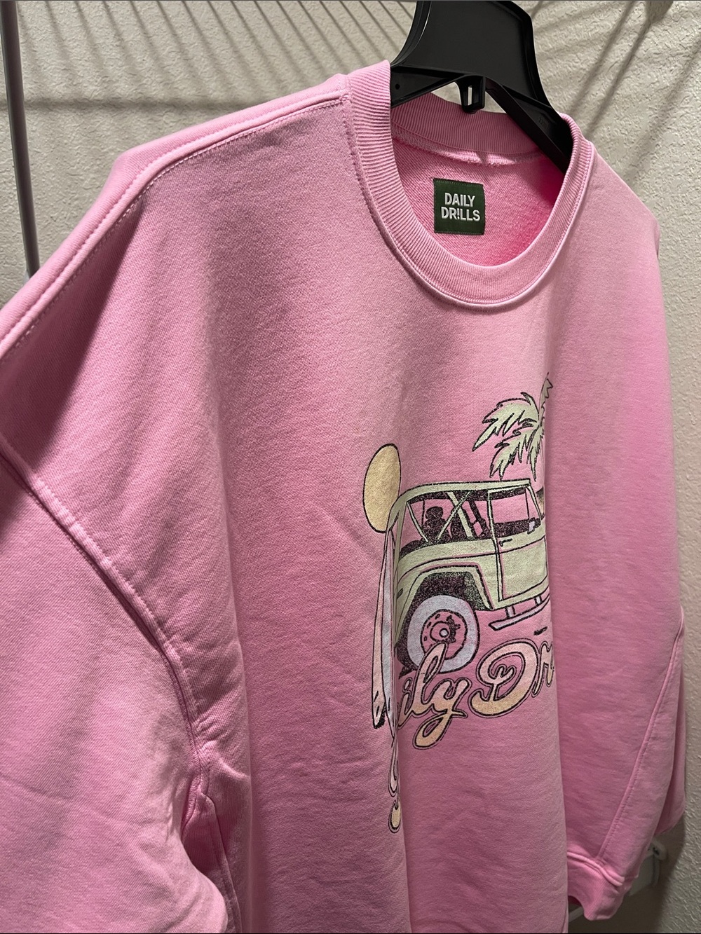 Daily Drills Oversized Pink Vintage Jeep Graphic Sweatshirt Size XS/S - Picture 5 of 10